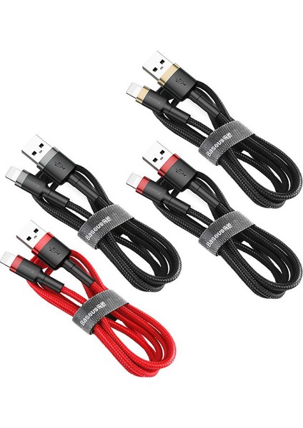 Cafule Serisi Lightning Kablosu 1 m Gri Gri-Siyah