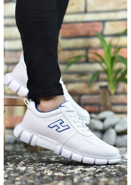Beyaz Mavi Erkek Sneaker 0012344