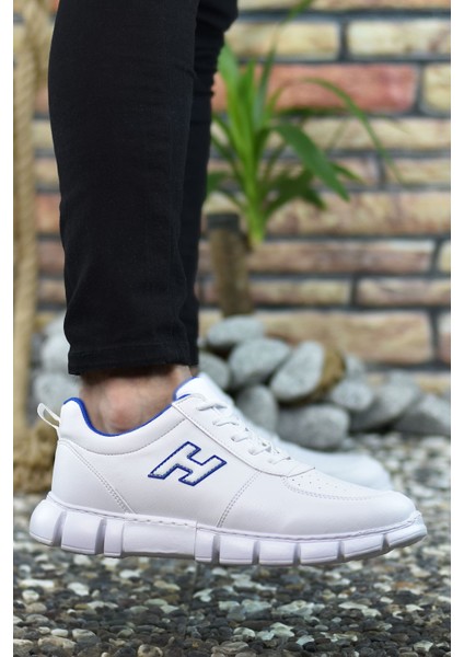 Beyaz Mavi Erkek Sneaker 0012344 modelleri