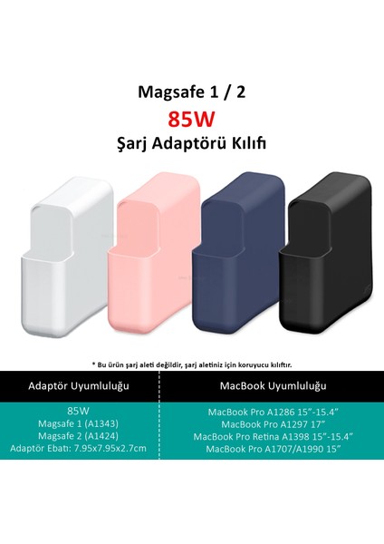 Type-C Şarj Aleti Kılıfı MacBook Pro Şarj Aleti Silikon Kılıf MagSafe85W A1343 A1424 USB-C 87W A1719