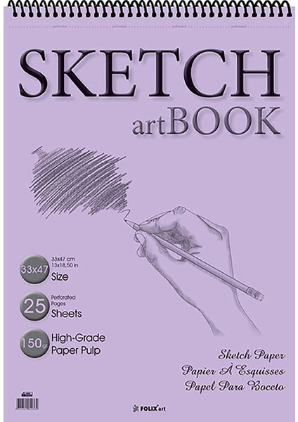 Sketchbook Zigana B3 Spiralli 150 gr. 34,5x49,5 cm 25 yp. Eskiz Defteri