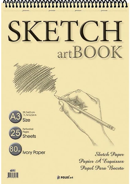 Sketchbook SAHRA A3 Spiralli 90 gr. Ivory 25 yaprak Eskiz Defteri