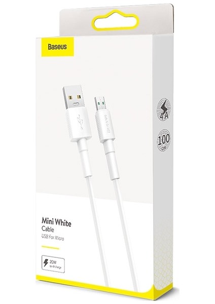CAMSW-D02 White Micro USB 4A Dash Şarj Kablosu 1 mt Beyaz