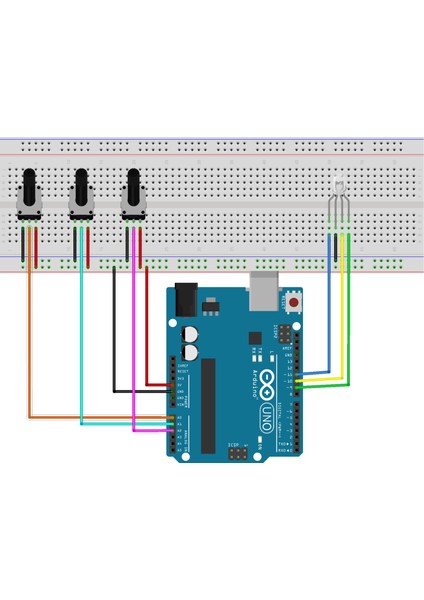 Arduino Potansiyometre ile Rgb LED De Renk Kontrol Sistemi