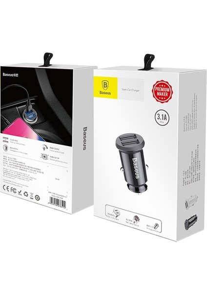 CCALL-ML01 Mini Dual USB 3.1A Max Çıkışlı Hızlı Araç Şarj Başlığı - Siyah
