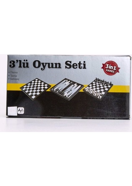 3'lü Oyun Seti Dama Tavla Satranç