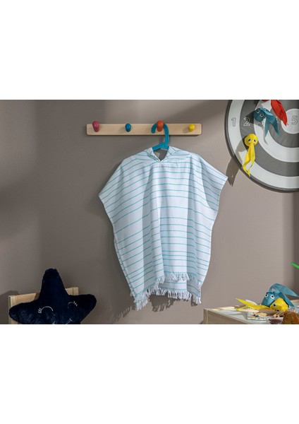 Summer Stripe Peştamal Çocuk Panço 7-8 Yaş Mavi