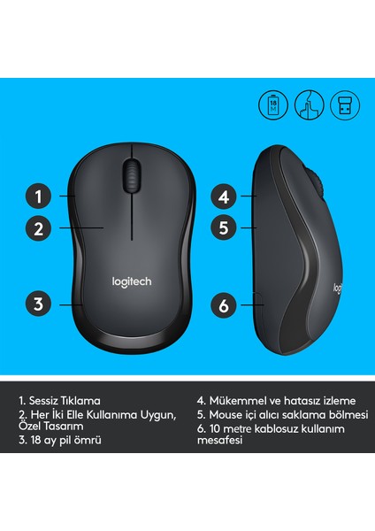 LOGITECH M220 SLIENT CHARCOAL NANO MOUSE 910-004878