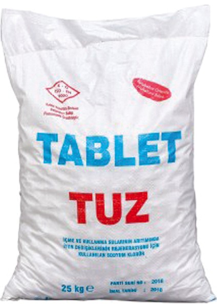 Beyaz Tuz Tablet Tuz Sodyum Klorür Arıtma havuz yumuşatma Tuzu 25 kg