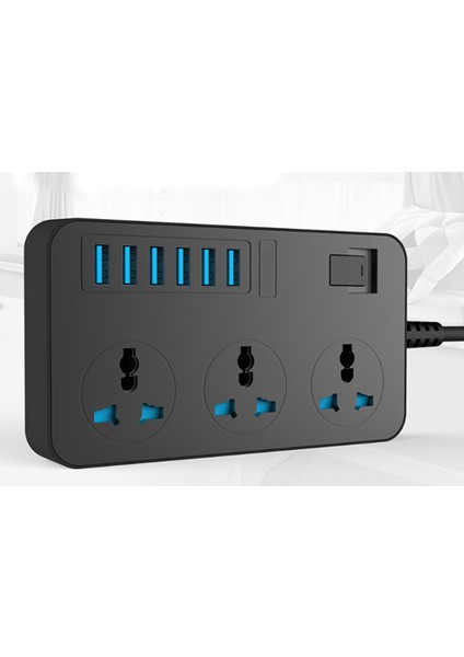 Socket 6 USB Girişli 3'lü Akım Korumalı Priz 2 M