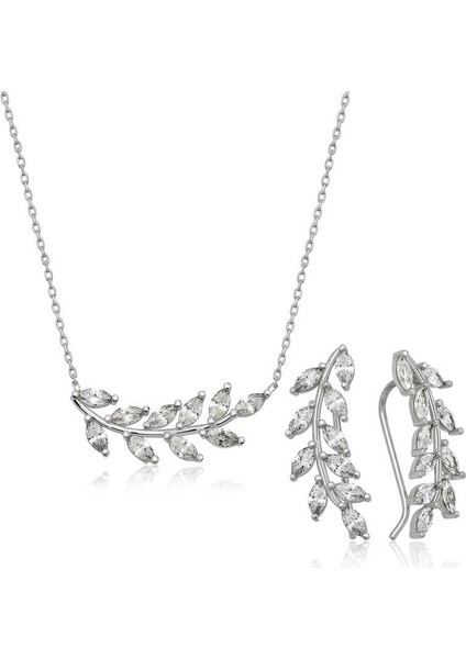Gümüş Başak Kadın Kolye Küpe Seti