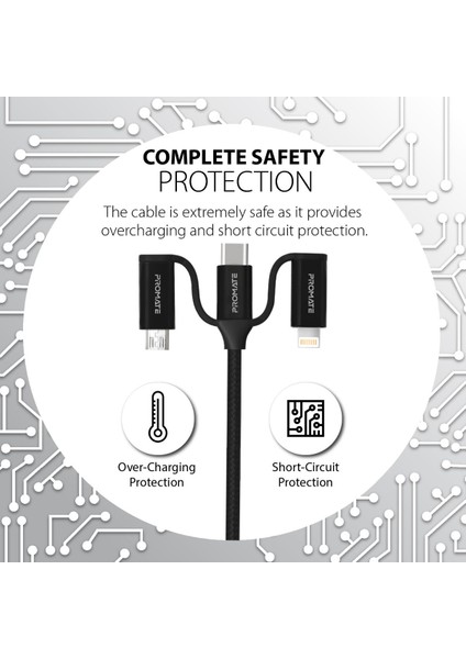 Pentapower Şarj ve Data Kablosu 6 sı 1 arada Çoklu Uçlu Lightning, USB-A, Type-C, Mikro USB