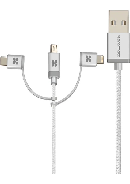 Unilink-Trio Şarj ve Data Kablo Çoklu Uçlu Universal Lightning Type-C Mikro USB 1,2 metre