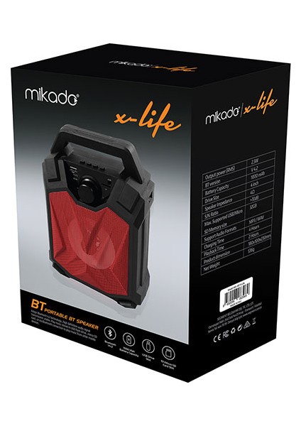 MD-3BT X-Life 3W 1000mA 3.7V Siyah USB/SD Cart/Bluetooth Taşınabilir Speaker