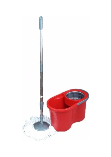 Kırmızı Döner Başlıklı Temizlik Seti ve Mop