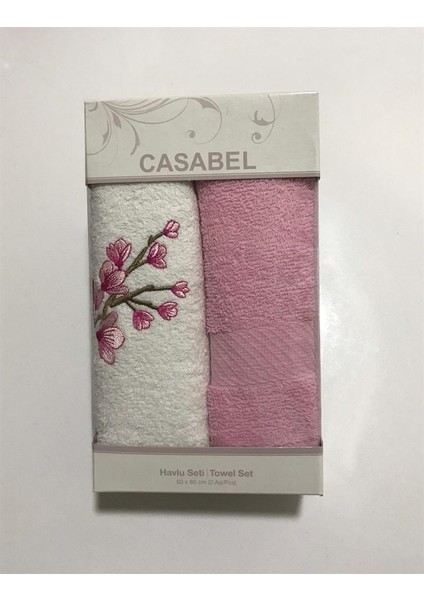 2'li Kutulu Havlu Seti Pembe