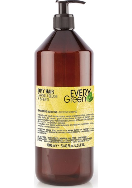 Every Green Kuru Saçlar Için Besleyici Şampuan Nourishing Shampoo 1 lt