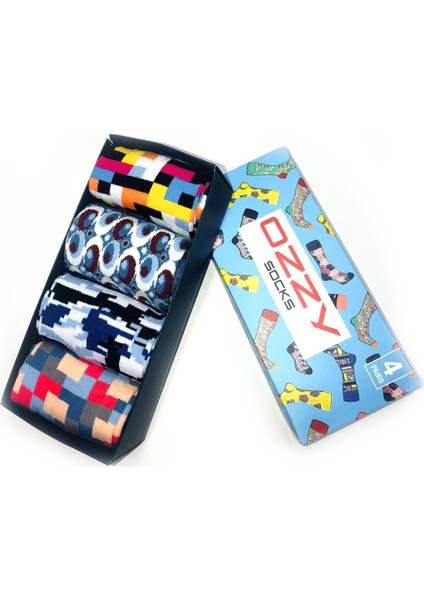 Ozzy Socks 4'lü Geometrik Desenler Erkek Çorap Seti