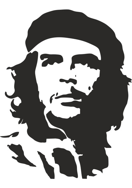 Che Guevara Sticker 00203 17 x 13 cm Siyah