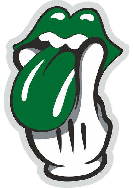 Yeşil Dil Tutan El Sticker 00242 6,5 x 10 cm Renkli