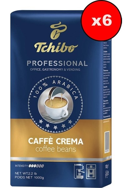 Professional Caffe Crema Çekirdek Kahve 1000 gr - 6 Adet