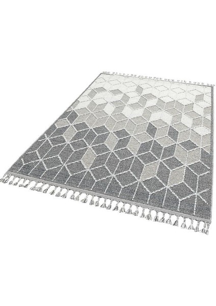 Eko Halı Soho Sh 03 Gri Hav Vermez Etnik Örgü Ince Halı Kilim 130 x 190 cm