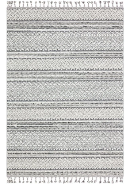 Eko Halı Soho Sh 05 Ivory Gri Hav Vermez Etnik Örgü Ince Halı Kilim 80 x 150 cm