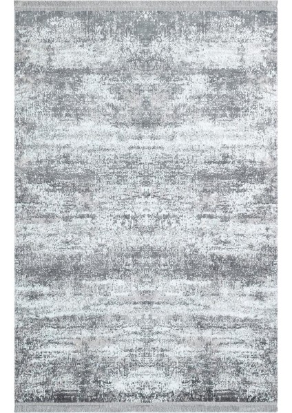 Sateen St 01 Gri Yıkanabilir Kaymaz Taban Ince Halı Kilim 80 x 150 cm