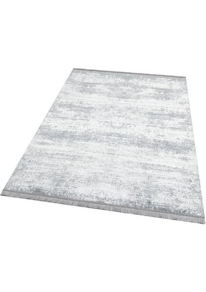 Sateen St 01 Gri Yıkanabilir Kaymaz Taban Ince Halı Kilim 80 x 150 cm