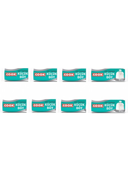 Küçük Boy Çöp Torbası Beyaz 8 Paket 40 × 47 cm