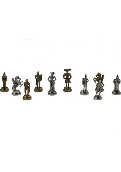 Orta Boy Metal İspanyol Askerleri Satranç Takımı Parlak ve Sedef Desenli Mdf Ahşap Tahtası 37 x 37 cm modelleri
