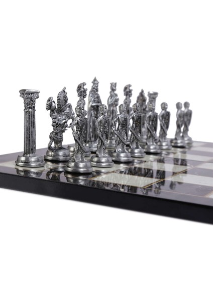 5 No. İngiliz Antik Bakır Satranç Taşları ve Katlanır Mermer Desenli Mdf Ahşap Satranç Tahtası 43 x 43 cm modelleri