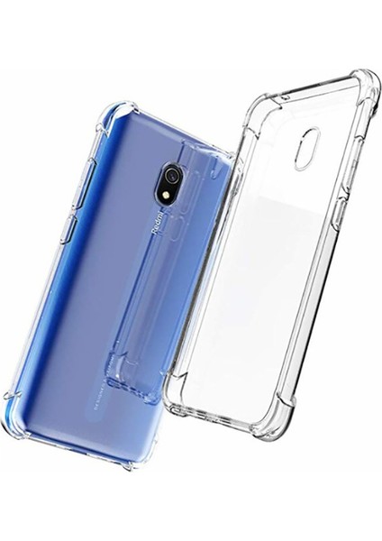 Xiaomi Redmi 8A Kılıf Darbe Emici Silikon Arka Kapak + Cam Ekran Koruyucu Şeffaf