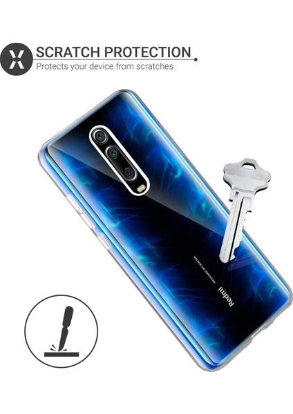 Xiaomi Mİ 9T Kılıf A+ Şeffaf Lüx Süper Yumuşak 0.3mm Ince Slim Silikon + Cam Ekran Koruyucu Şeffaf