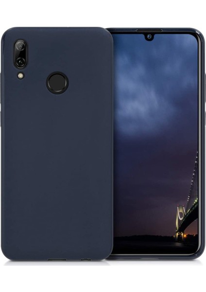 Huawei P Smart 2019 Kılıf Klasik Mat Renkli Yumuşak Premier Silikon + Cam Ekran Koruyucu Lacivert