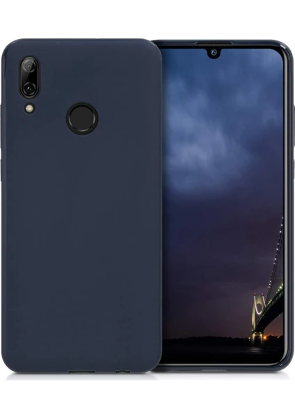 Case 4U Huawei P Smart 2019 Kılıf Klasik Mat Renkli Yumuşak Premier Silikon + Cam Ekran Koruyucu Lacivert