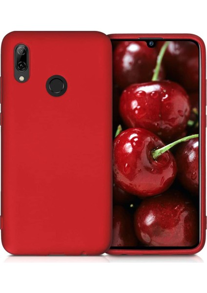 Case 4U Huawei P Smart 2019 Kılıf Klasik Mat Renkli Yumuşak Premier Silikon + Cam Ekran Koruyucu Kırmızı