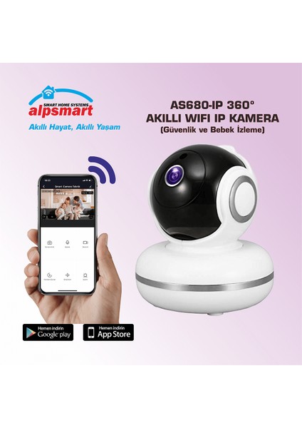 AS680-IP Fhd 1080P 2mp Wifi Kablosuz Ip Bebek Güvenlik Kamera