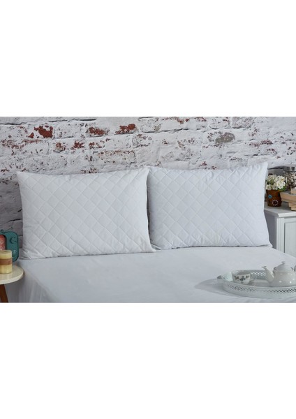 Kapitoneli Pamuklu Yastık Koruyucu 50x70 cm 2 Adet