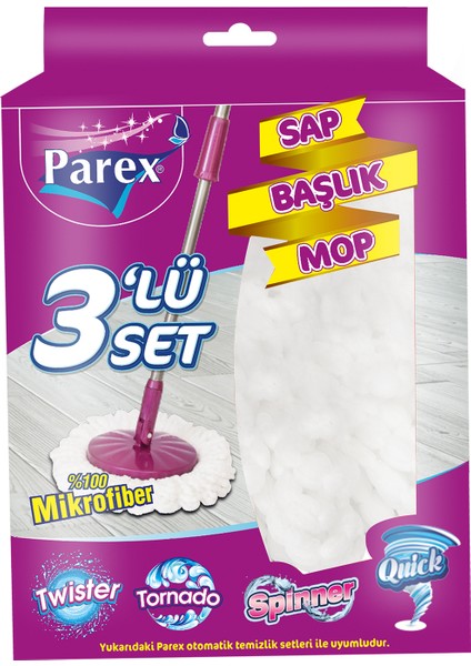 3'lü Set Sap + Başlık + Mop