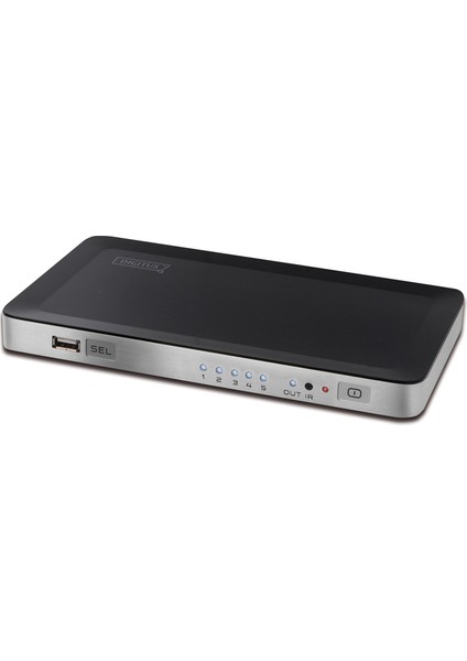 5 Port HDMI Switch, 4 Giriş (HDMI Arayüzlü Kaynak Cihaz), 1 Çıkış (HDMI Arayüzlü Görüntü Aygıtı), 1 PC Bağlantısı (USB)&lt;br&gt;Digitus HDMI Video Switch 4+1 PORT + Integrated PC Connection