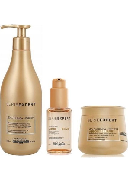 Loreal Professionnel Loreal Gold Şampuan 500 ml - Maske 250 ml - Wheat Serum 50 ml