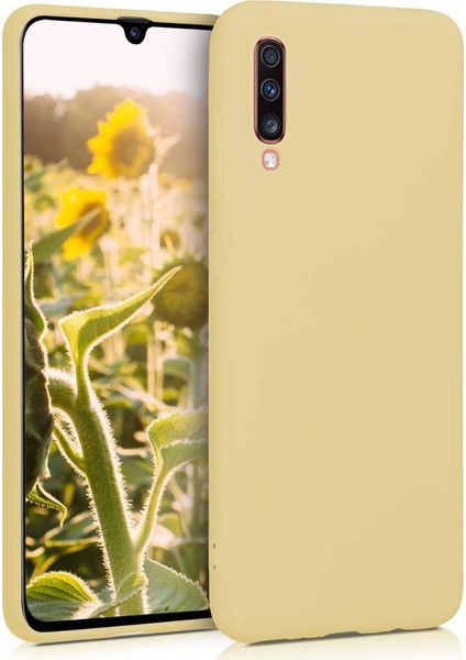 Samsung Galaxy A70 Kılıf Klasik Mat Renkli Yumuşak Premier Silikon Altın