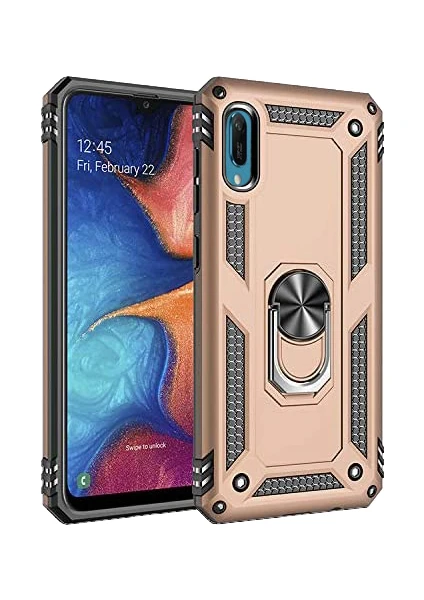 Case 4U Huawei Y6 2019 Kılıf Çift Katmanlı Yüzüklü Manyetik Vega Kapak Altın