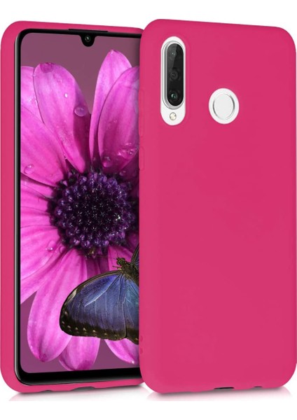 Huawei P30 Lite Kılıf Klasik Mat Renkli Yumuşak Premier Silikon Koyu Mor