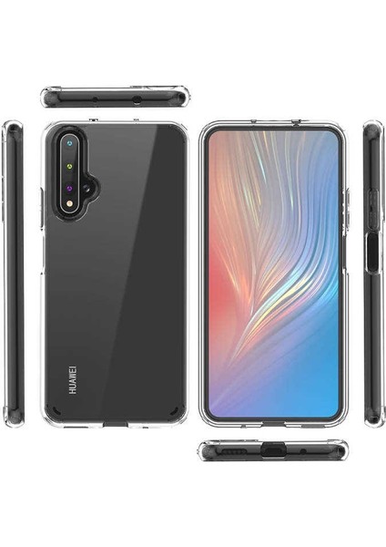 Huawei Honor 20 Kılıf Coss Şeffaf Sert Kapak + Nano Glass Şeffaf