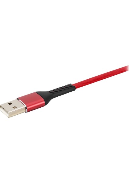 MF Product Jettpower 0001 Metal Başlıklı Örgülü 2.4A Micro Usb Hızlı  Şarj Kablosu 30 cm Kırmızı