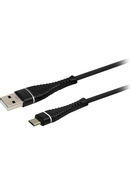 MF Product Jettpower 0040 Metal Başlıklı Örgülü 2.4A Micro Usb Hızlı Şarj Kablosu 2 m Siyah