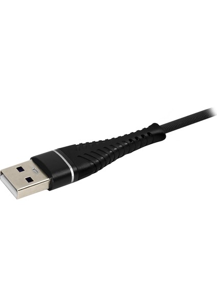 MF Product Jettpower 0040 Metal Başlıklı Örgülü 2.4A Micro Usb Hızlı Şarj Kablosu 2 m Siyah