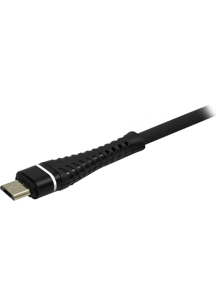 MF Product Jettpower 0040 Metal Başlıklı Örgülü 2.4A Micro Usb Hızlı Şarj Kablosu 2 m Siyah